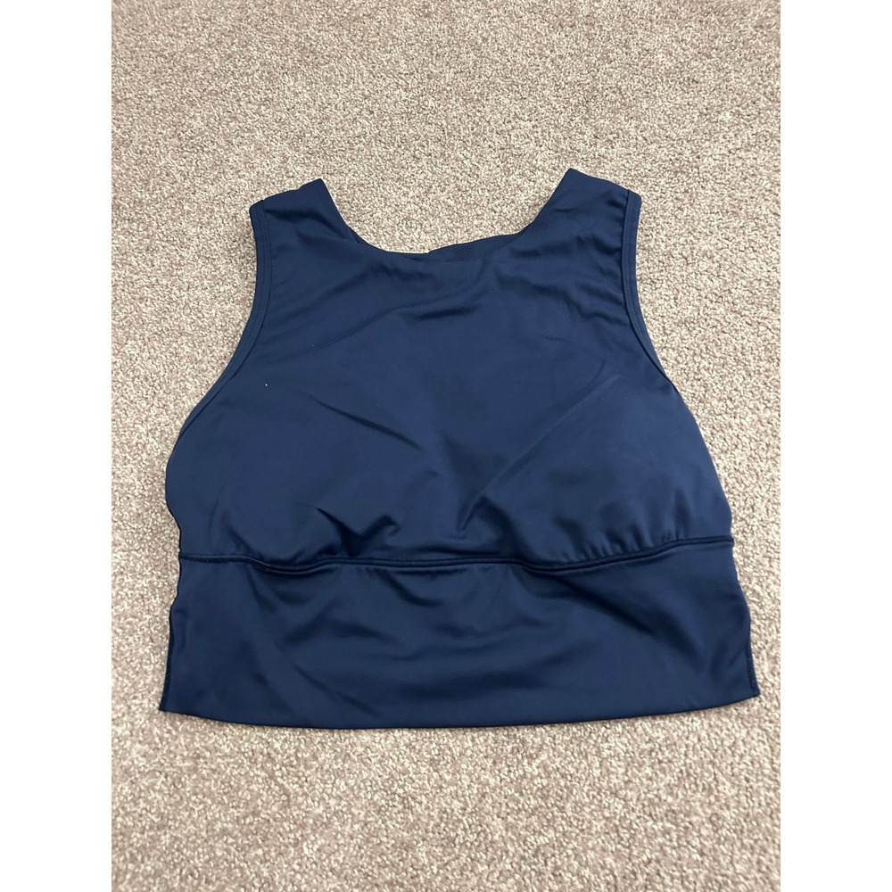 All in Motion Sports Bra Tank Womens L Navy Excellent Racerback High Neck Crop